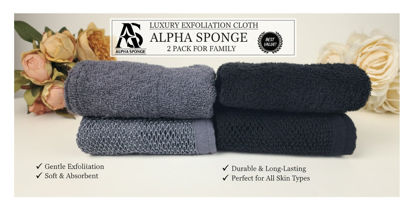 2 Pack Alpha Sponge Luxury Exfoliation Cloths